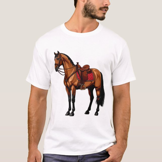 Camiseta Caballo Marrón Con Silla (Anverso)