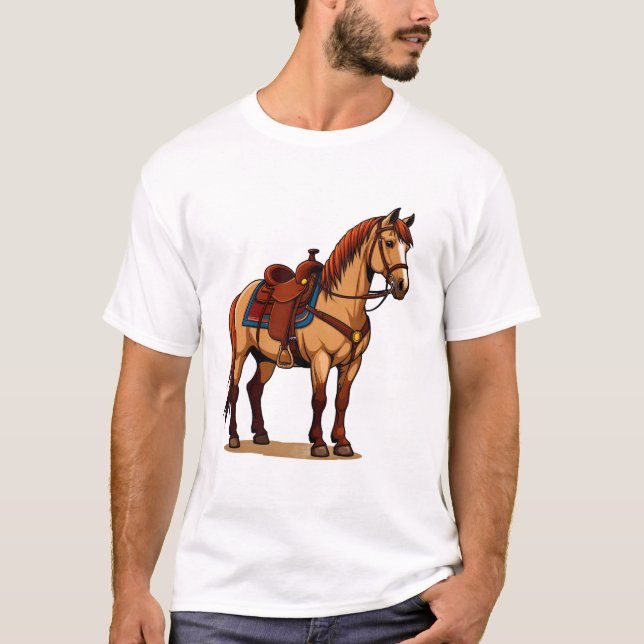 Camiseta Caballo Marrón Con Silla (Anverso)