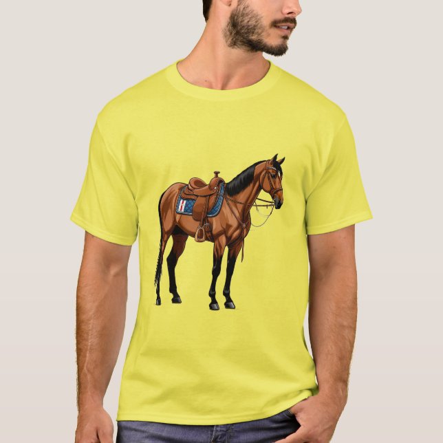 Camiseta Caballo Marrón Con Silla (Anverso)