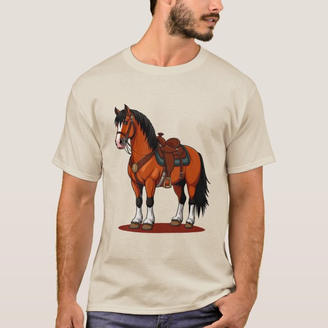 Camiseta Caballo Marrón Con Silla (Anverso)
