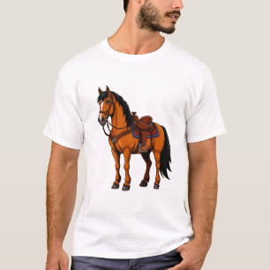 Camiseta Caballo Marrón Con Silla