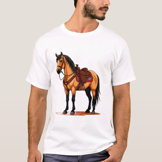 Camiseta Caballo Marrón Con Silla (Anverso)