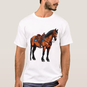 Camiseta Caballo Marrón Elegante