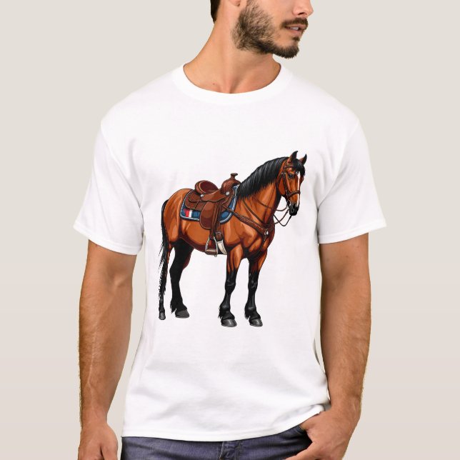Camiseta Caballo Marrón Elegante (Anverso)