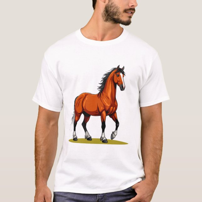 Camiseta Caballo marrón elegante (Anverso)