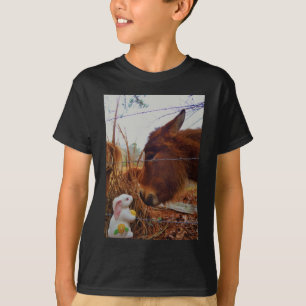 Camiseta Caballo marrón en miniatura y conejo de Pascua