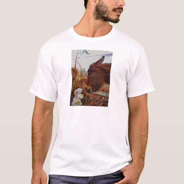 Camiseta Caballo marrón en miniatura y conejo de Pascua (Anverso)