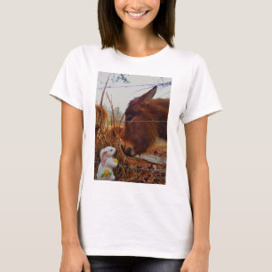 Camiseta Caballo marrón en miniatura y conejo de Pascua