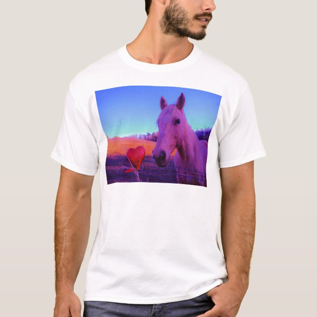 Camiseta Caballo marrón y corazón rojo (Anverso)