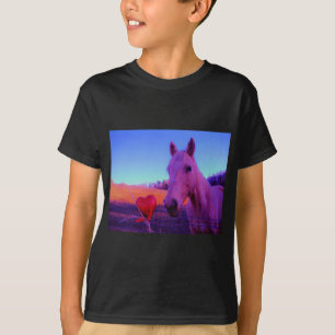 Camiseta Caballo marrón y corazón rojo