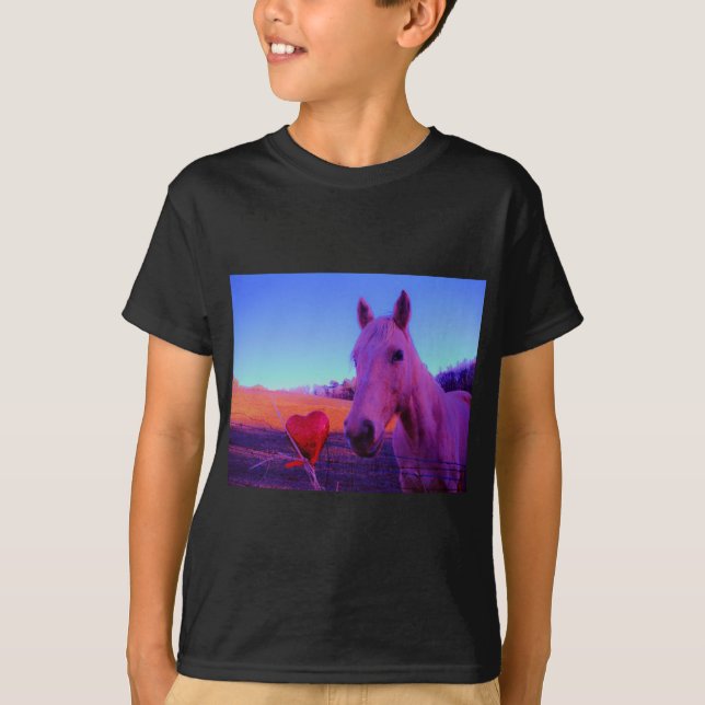 Camiseta Caballo marrón y corazón rojo (Anverso)