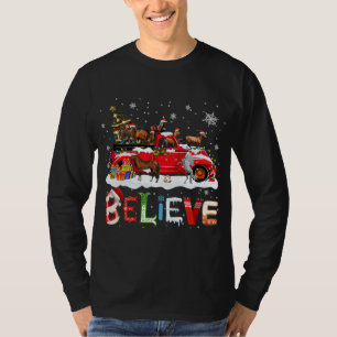 Camiseta Caballo montando Camión Rojo Árbol de Navidad Cree