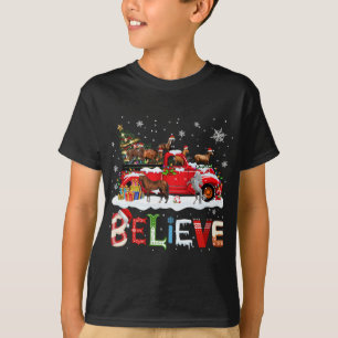 Camiseta Caballo montando Camión Rojo Árbol de Navidad Cree