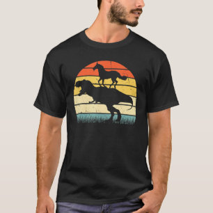 Camiseta Caballo montando dinosaurio Vintage Sunset Retro 7