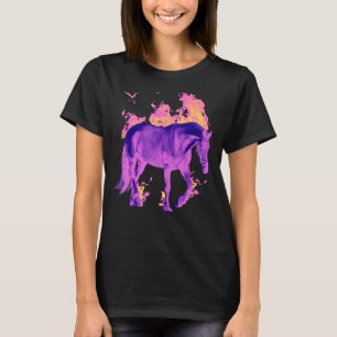 Camiseta Caballo morado en un caballo incendiado Foto anima