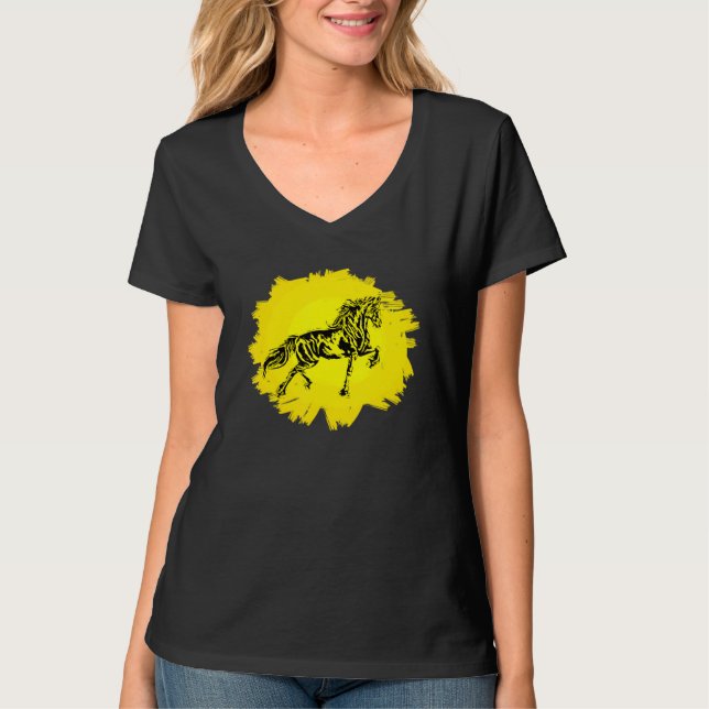 Camiseta Caballo Motif Híptico Elegante Animales Mane Color (Anverso)