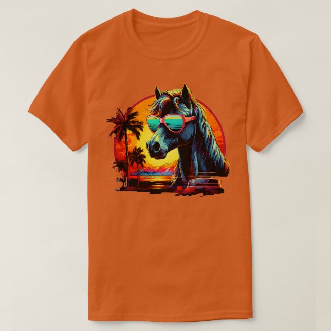 Camiseta Caballo Mustang de la ola retro (Diseño del anverso)