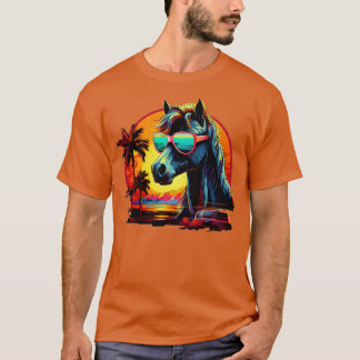 Camiseta Caballo Mustang de la ola retro