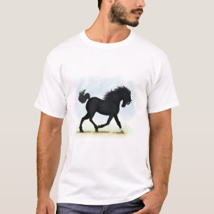 Camiseta Caballo negro con estrella y pavo (Belleza negra)