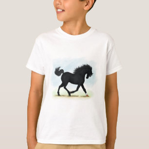 Camiseta Caballo negro con estrella y pavo (Belleza negra)