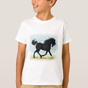 Camiseta Caballo negro con gráfico de anatomía de estrella 