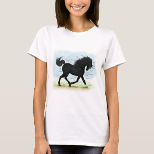 Camiseta Caballo negro con gráfico de anatomía de estrella 