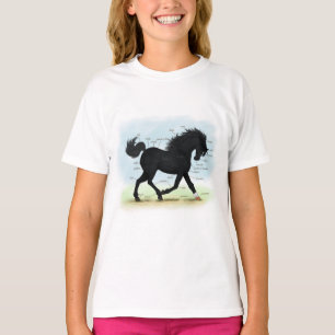 Camiseta Caballo negro con gráfico de anatomía de estrella 