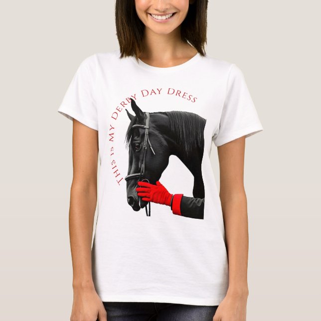 Camiseta Caballo negro con guante rojo y Día del Derby (Anverso)