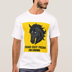 Camiseta Caballo Negro Con Texto Destacarse De La Multitud