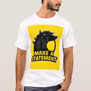 Camiseta Caballo Negro en Negrita con Texto Motivacional