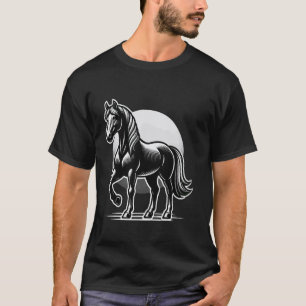 Camiseta Caballo Negro Majestuoso - Arte Equino Elegante