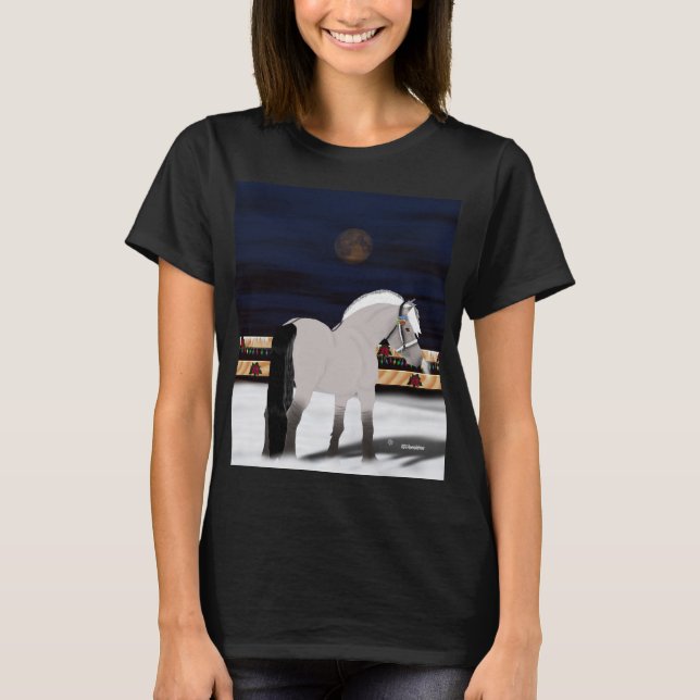 Camiseta Caballo noruego hermoso del fiordo en nieve (Anverso)