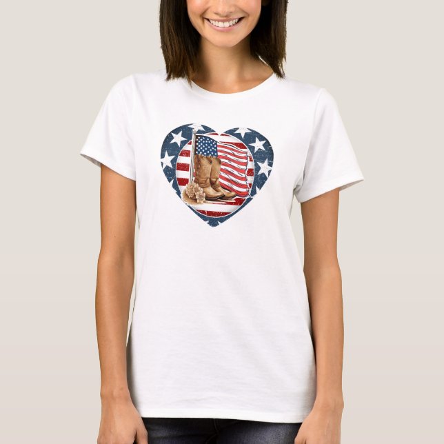 Camiseta Caballo Occidental Patriótico USA (Anverso)