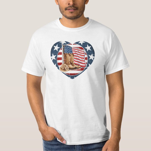 Camiseta Caballo Occidental Patriótico USA (Anverso)