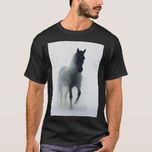 Camiseta Caballo oscuro en niebla – Arte mural místico etér