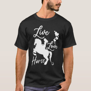 Camiseta Caballo para Mujeres Niñas Lindo Vive Ama Caba