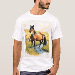 Camiseta Caballo Pastoral en tonos de tierra