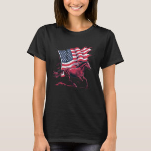 Camiseta Caballo Patriótico Americano USA Hombres Mujeres C