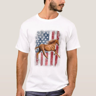 Camiseta Caballo Patriótico Bandera Americana