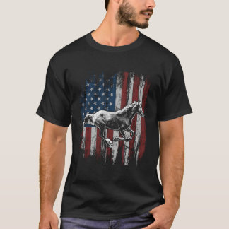 Camiseta Caballo Patriótico Bandera Americana a Caballo