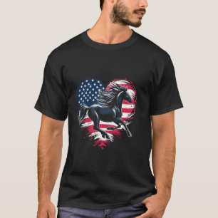 Camiseta Caballo Patriótico Bandera Americana Cabalgata 4 d