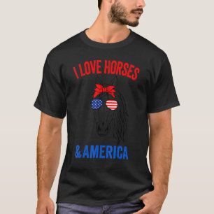 Camiseta Caballo Patriótico Norteamericano Glasses 4 De Jul