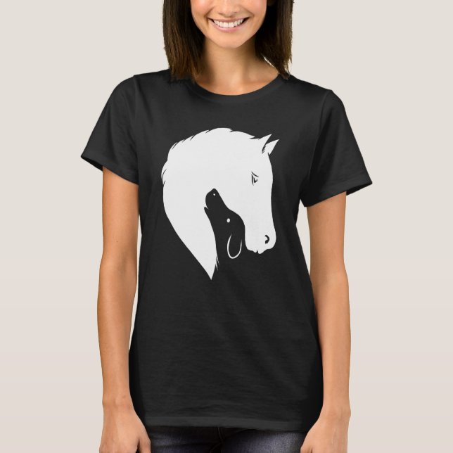 Camiseta Caballo Perro de Caballo Silueta equino Cañón conj (Anverso)