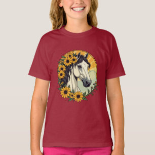 Camiseta Caballo Purasangre y Flores de Susan de Ojos Negro