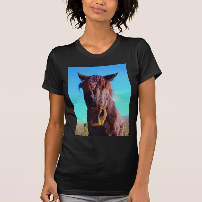 Camiseta Caballo púrpura con boca verde (Anverso)