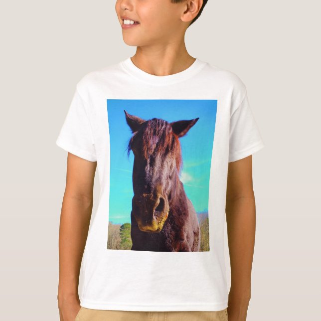 Camiseta Caballo púrpura con boca verde (Anverso)