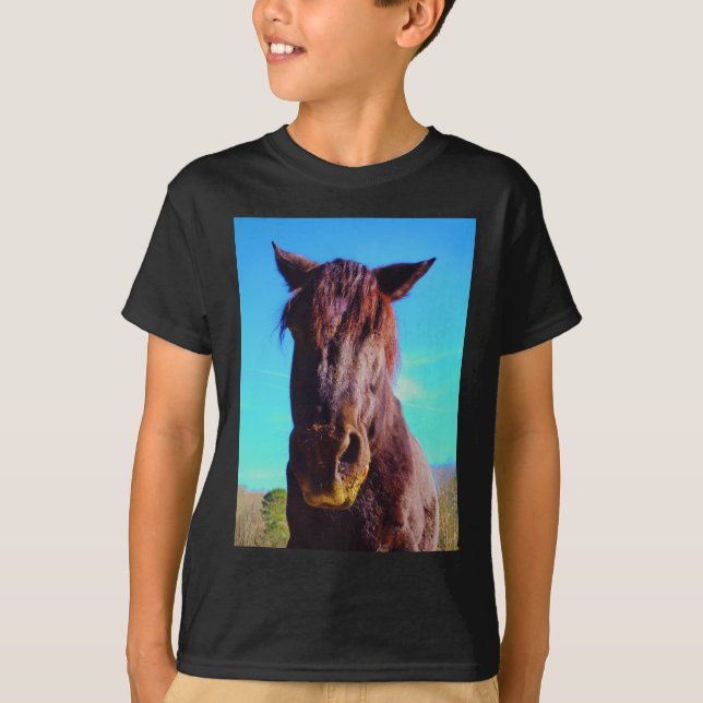 Camiseta Caballo púrpura con boca verde (Anverso)