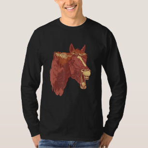 Camiseta Caballo Riéndose Dientes Cara Caballo Silhouette R