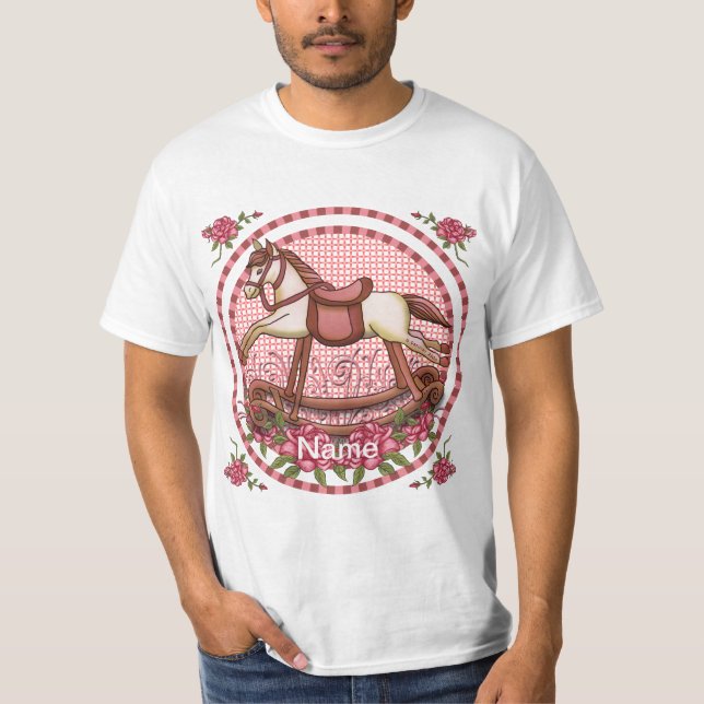Camiseta Caballo rocoso de rosas rosadas (Anverso)