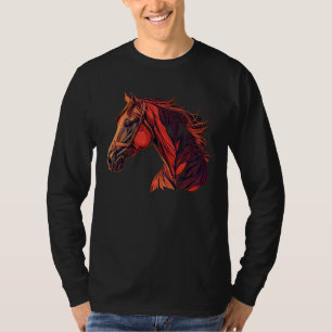 Camiseta Caballo Rojo  Jinete de Caballo Ecuestre Vaquera D